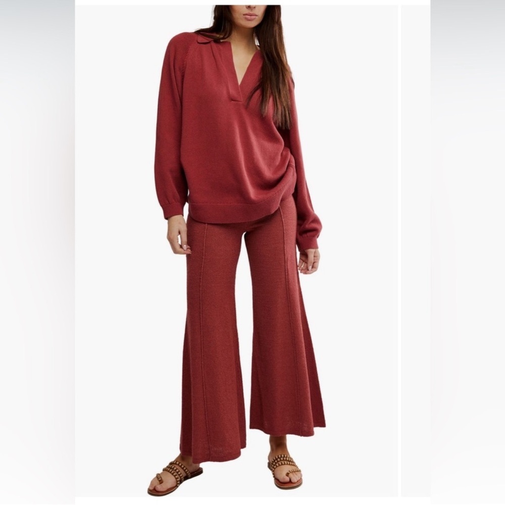 Free People Drea Sweater & Flare Leg Pants Set - NWOT - Dusty Rose Size Small